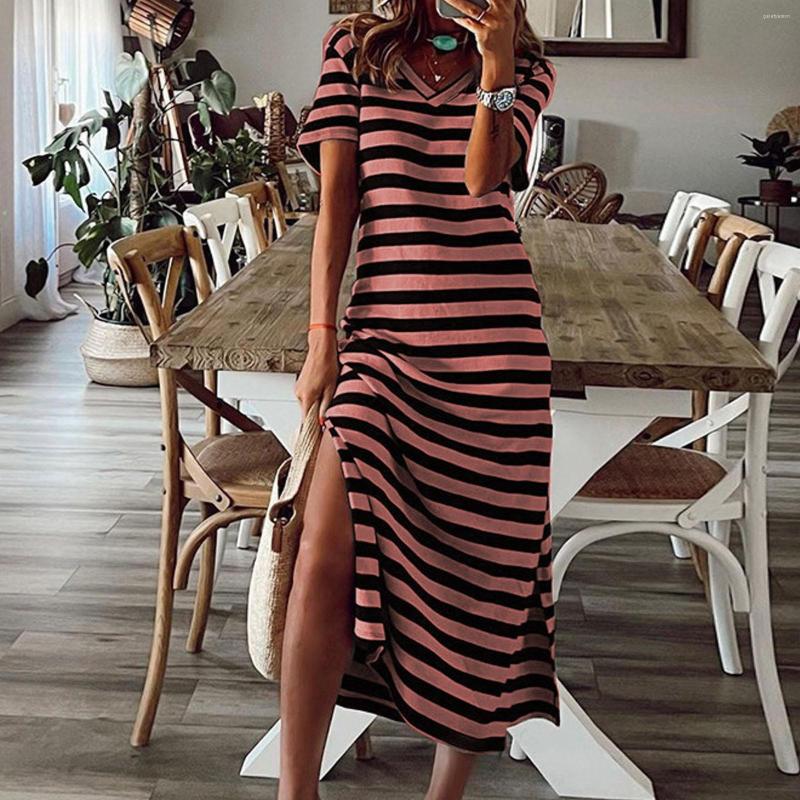 Casual Dresses Womens Summer Stripe Maxi Dress Short Sleeve V Neck Loose Long Beach Split Party Holiday Vestidos, Pink
Casual Dresses Womens Summer Stripe Maxi Dress Short Sleeve V Neck Loose Long Beach Split Party Holiday Vestidos, Pink