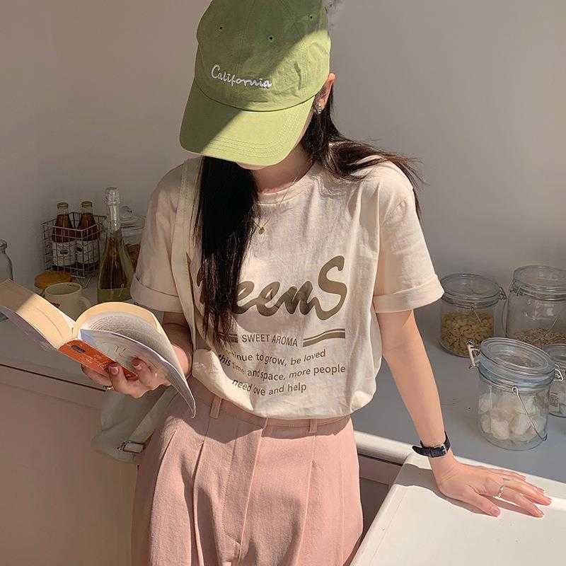 Womens American Style Short Sleeved T Shirt With Letter Print Design Spring, Black
Womens American Style Short Sleeved T Shirt With Letter Print Design Spring, Black