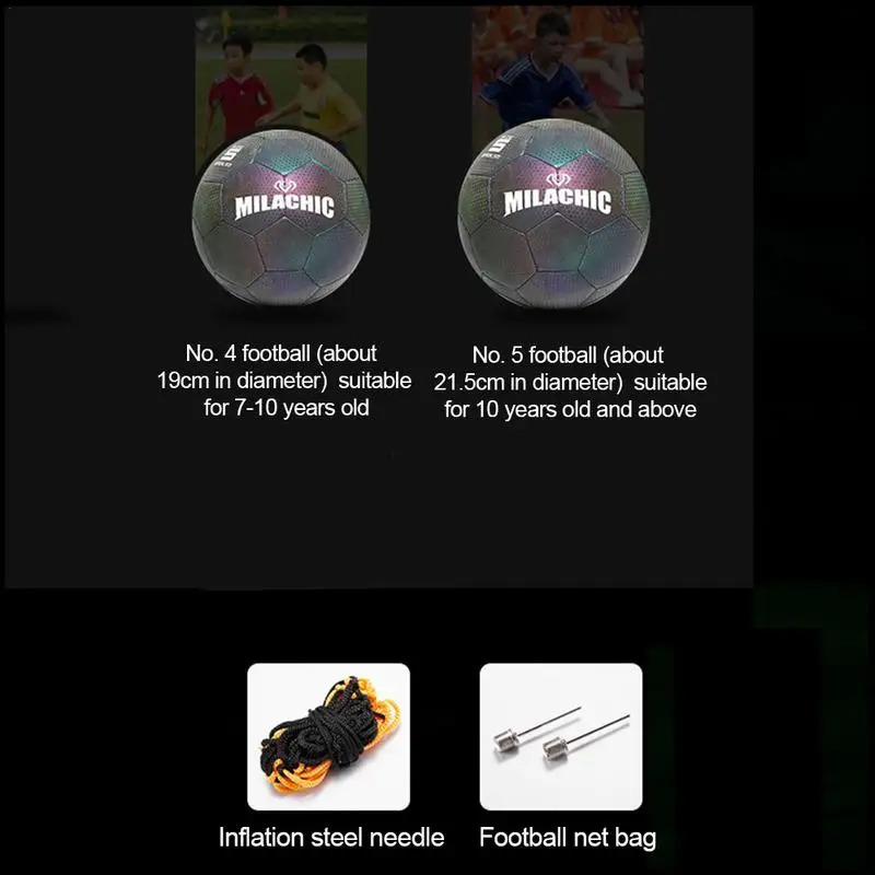 Balls Glow In The Dark Football Luminous Footballs Holographics Glowing Soccer Ball Outdoor Toys Camera Flash Reflective Croma 231113