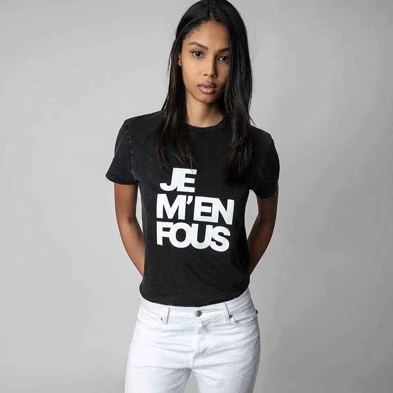 23ss Zv Slogan Letter Print Tees Fried Color Fried Snow Wash Zadig Tshirt Women Short Sleeved T-shirt, Dark gray
23ss Zv Slogan Letter Print Tees Fried Color Fried Snow Wash Zadig Tshirt Women Short Sleeved T-shirt, Dark gray