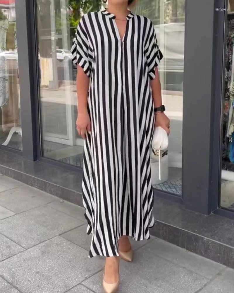 Casual Dresses Summer Women Dress 2023 Fashion Side Split Striped Cardigan Short Sleeve Elegant A-Line Long For, 03
Casual Dresses Summer Women Dress 2023 Fashion Side Split Striped Cardigan Short Sleeve Elegant A-Line Long For, 03