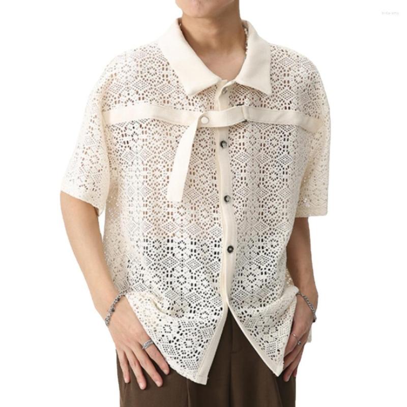 Men' Casual Shirts High Quality Mens Hollow Lace Short Sleeve Button Turn-down Collar Shirt Tops 2023 Summer Sexy Fashion Cloths For Men, Beige
Men' Casual Shirts High Quality Mens Hollow Lace Short Sleeve Button Turn-down Collar Shirt Tops 2023 Summer Sexy Fashion Cloths For Men, Beige