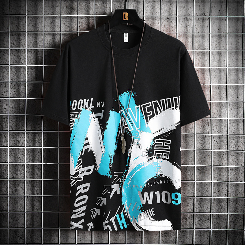 Men's T-Shirts 7XL 8XL Plus Size T-shirt Men Summer Short Sleeve Tshirt Fashion Causal Graffiti Shirt Male Summer Tops Tees Big Size 7XL 8XL 2304