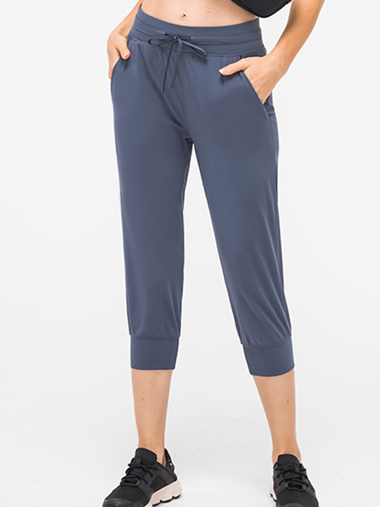 Women's Pants Capris Women Crop Running Active Lounge Jogger Capris with Side pockets Naked Feeling Leggings Drawstring waist good quality 230413