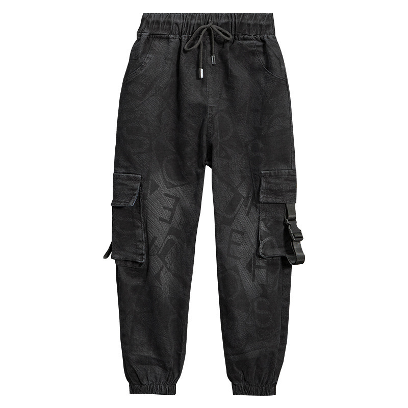 Jeans Children's Jeans For Boys Teenagers Child Clothes For Spring Autumn Casual Cargo Pants Fashion Letters Print Trousers 230413