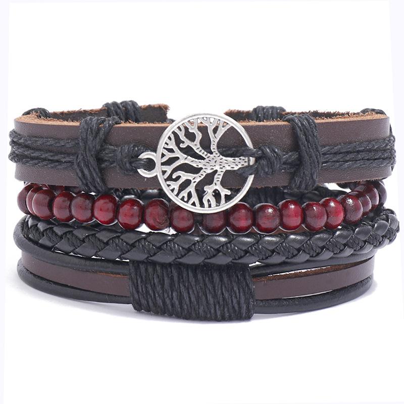 Strand Beaded Strands Mixed 4pcs/set Of Braided Winding Leather Bracelet Men's And Women's Retro Bead Wristbands Punk Accessories Adjustabl
Strand Beaded Strands Mixed 4pcs/set Of Braided Winding Leather Bracelet Men's And Women's Retro Bead Wristbands Punk Accessories Adjustabl