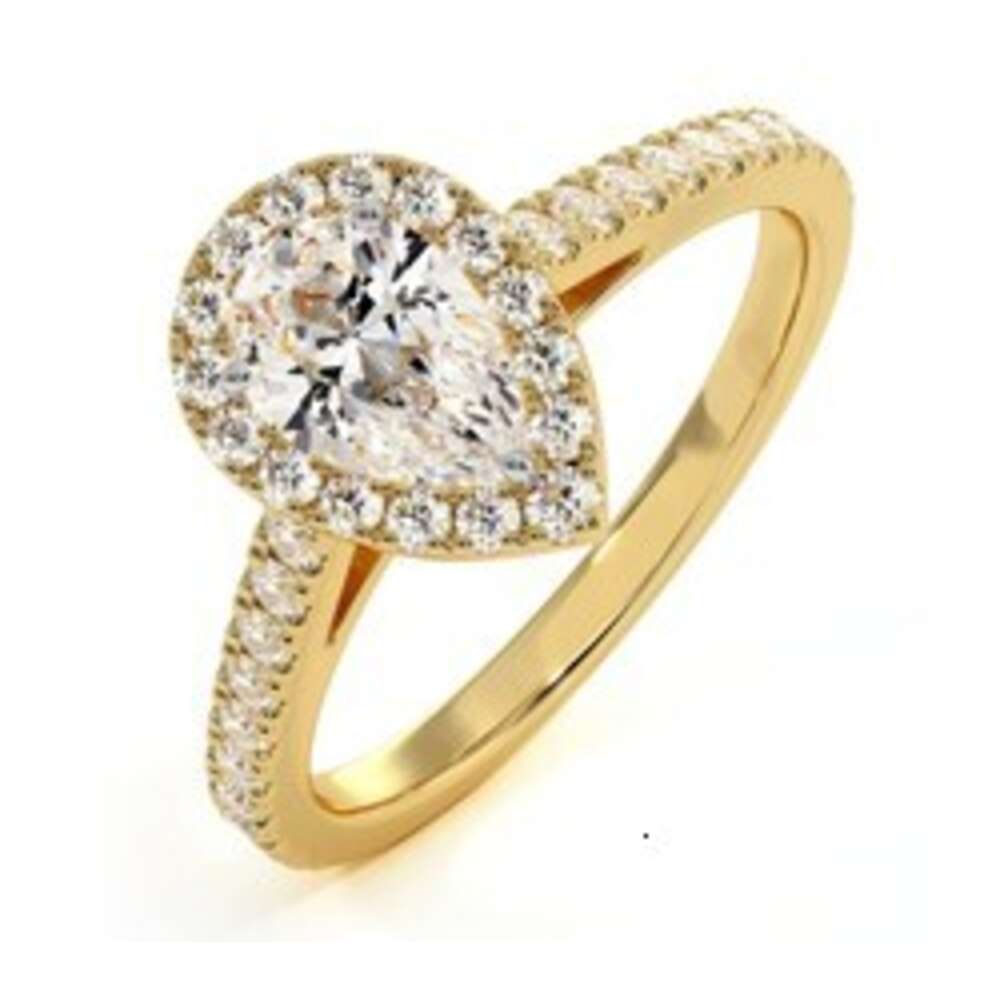 Halo Engagement Rings Wedding Moissanite Ring Pear 1ct 14k White Yellow Gold Jewelry