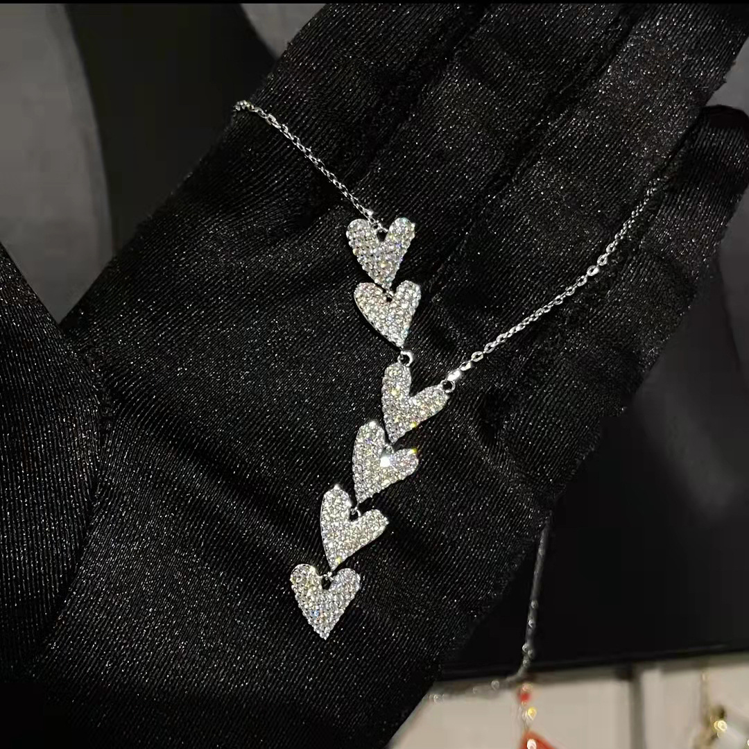 Queen Heart Diamond Chocker Necklace Sterling Silver Party Wedding Pendants Necklace For Women Bridal Engagement Jewelry Gift