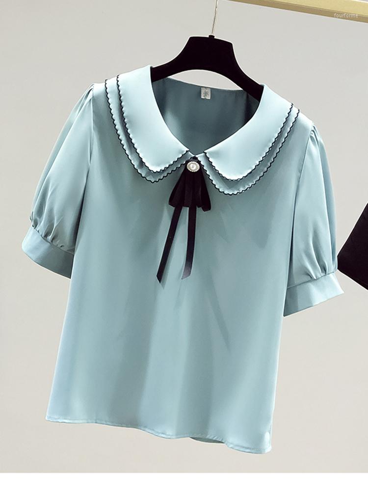 Women' T Shirts Women Summer Korean Solid Color Lace-up Double-layer Doll Neck Chiffon Shirt Stitching Design Temperament Loose Top D3057, White
Women' T Shirts Women Summer Korean Solid Color Lace-up Double-layer Doll Neck Chiffon Shirt Stitching Design Temperament Loose Top D3057, White