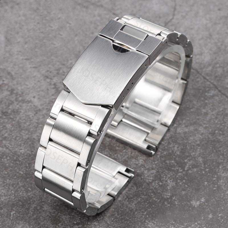 Other Fashion Accessories Watch Bands Silver Straight End Bracelet For Solid Stainless Steel 22mm Strap J230413