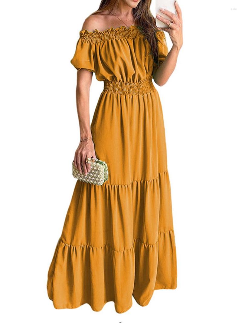 Casual Dresses Women Summer Long Dress Solid Color Off-Shoulder Boat Neck Short Sleeve Ruched Maxi-Dress For Holiday Loose, Green
Casual Dresses Women Summer Long Dress Solid Color Off-Shoulder Boat Neck Short Sleeve Ruched Maxi-Dress For Holiday Loose, Green