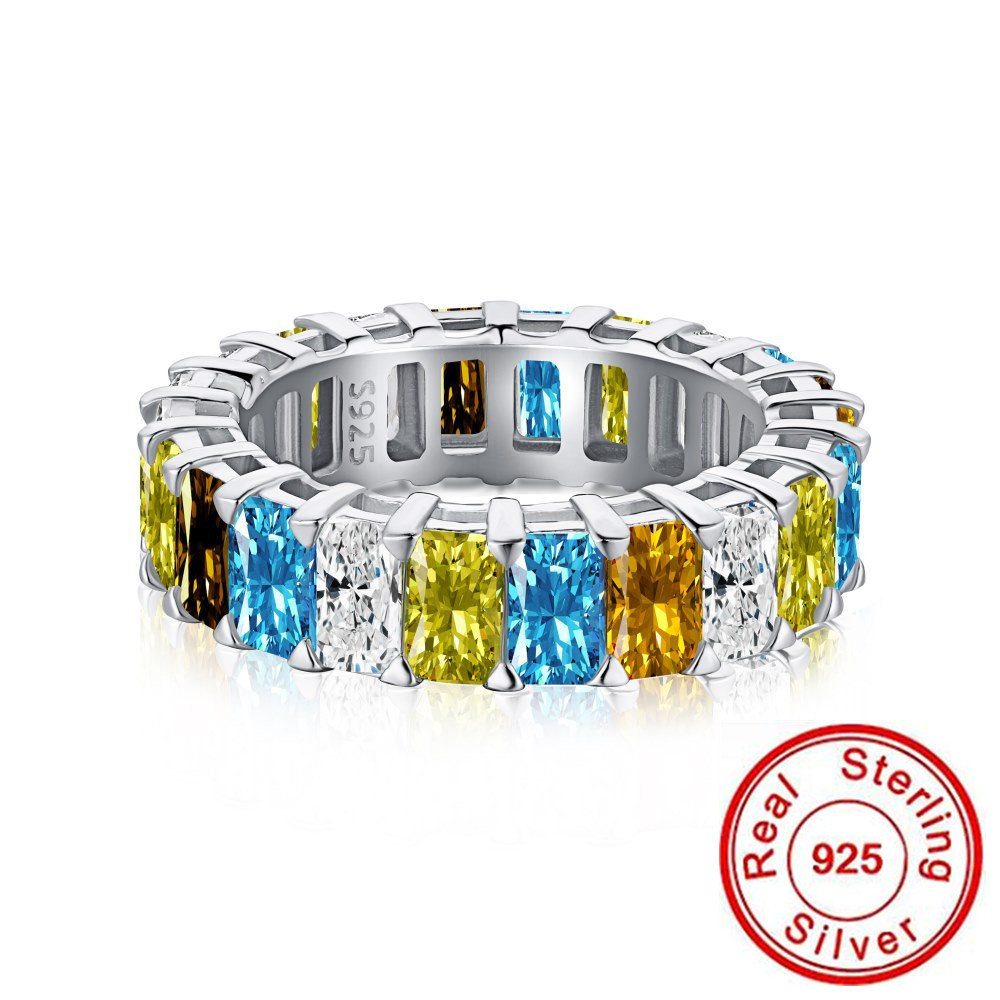 Colorful Eternity Ring Zircon 100% Real 925 sterling silver Party Wedding band Rings for Women Men Engagement Promise Jewelry
Colorful Eternity Ring Zircon 100% Real 925 sterling silver Party Wedding band Rings for Women Men Engagement Promise Jewelry