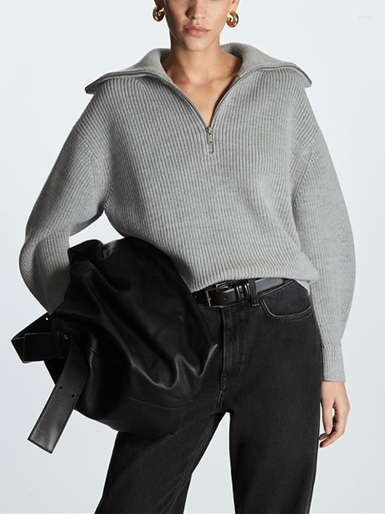 Women's Sweaters 2023 Autumn Women Half Zipper Sweater Stripes Or Solid Color Loose Simple Knit Jumper Lady Turn-Down Collar Pullover Tops, Gray
Women's Sweaters 2023 Autumn Women Half Zipper Sweater Stripes Or Solid Color Loose Simple Knit Jumper Lady Turn-Down Collar Pullover Tops, Gray