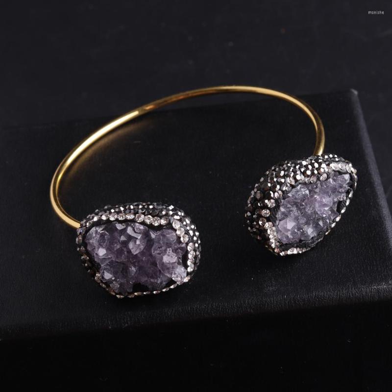 Bangle Natural Amethysts Purple Crystal Stone Bracelet Fashion Adjustable Cuff Opening For Women Jewelry Gift Chakra 
Bangle Natural Amethysts Purple Crystal Stone Bracelet Fashion Adjustable Cuff Opening For Women Jewelry Gift Chakra