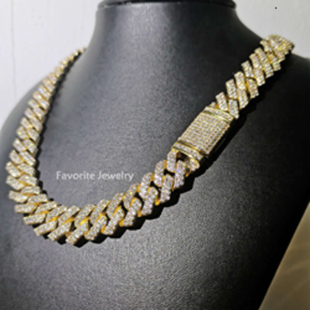 necklace moissanite chain Necklace 14k 18k Gold Plated Cz Iced Out Diamond Hip Hop Jewelry Cuban Chain Link Cuban Necklace Cadena Cubana Men Cuban Lin