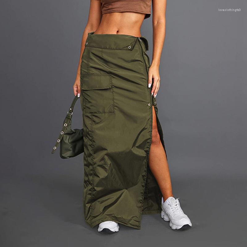 Skirts Summer Casual Split Lapel Zipper Pocket Skirt Camouflage Maxi Midi Streetwear High Waist Fashion, Green
Skirts Summer Casual Split Lapel Zipper Pocket Skirt Camouflage Maxi Midi Streetwear High Waist Fashion, Green