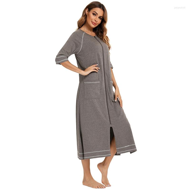 Women's Sleepwear Women's Pajamas Round Neck Nightgown Short-sleeved Zipper Large Size Casual Nightdress, Purple
Women's Sleepwear Women's Pajamas Round Neck Nightgown Short-sleeved Zipper Large Size Casual Nightdress, Purple