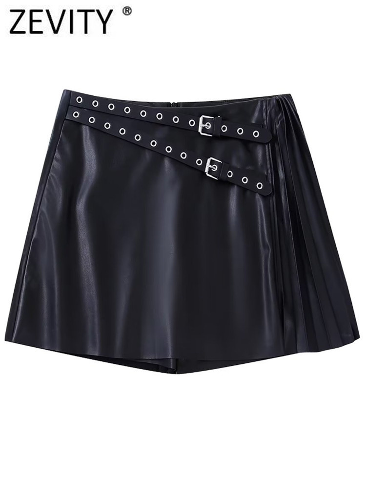 Women's Shorts ZEVITY Women Vintage Belt Design PU Leather Mini Pleated Shorts Skirts Female Culottes Shorts Chic Pantalone Cortos P2596 230413, Black
Women's Shorts ZEVITY Women Vintage Belt Design PU Leather Mini Pleated Shorts Skirts Female Culottes Shorts Chic Pantalone Cortos P2596 230413, Black