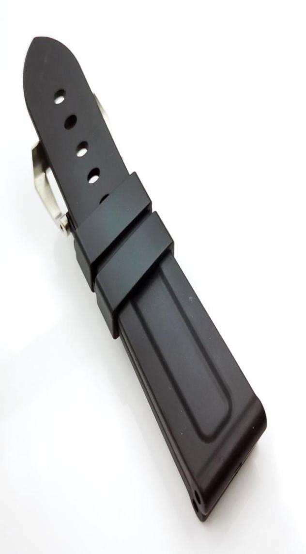 24mm High Quality Fashion Black Silicone Rubber Band 22mm Silvery Steel Screw Tang Buckle Strap for PAM PAM 1118625600
24mm High Quality Fashion Black Silicone Rubber Band 22mm Silvery Steel Screw Tang Buckle Strap for PAM PAM 1118625600