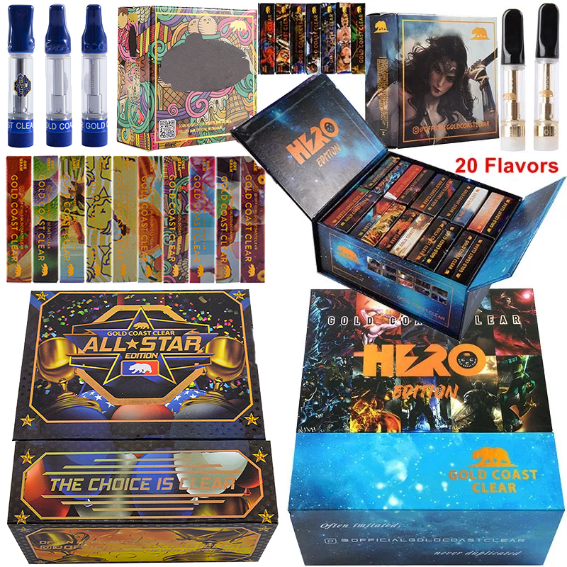 All Star Hero Edition GCC Gold Coast Clear Atomizers Vape Cartridges Packaging 0.8ml Ceramic Coil Empty Carts For Thick Oil 510 Thread E Cigarettes 20 Strains
All Star Hero Edition GCC Gold Coast Clear Atomizers Vape Cartridges Packaging 0.8ml Ceramic Coil Empty Carts For Thick Oil 510 Thread E Cigarettes 20 Strains