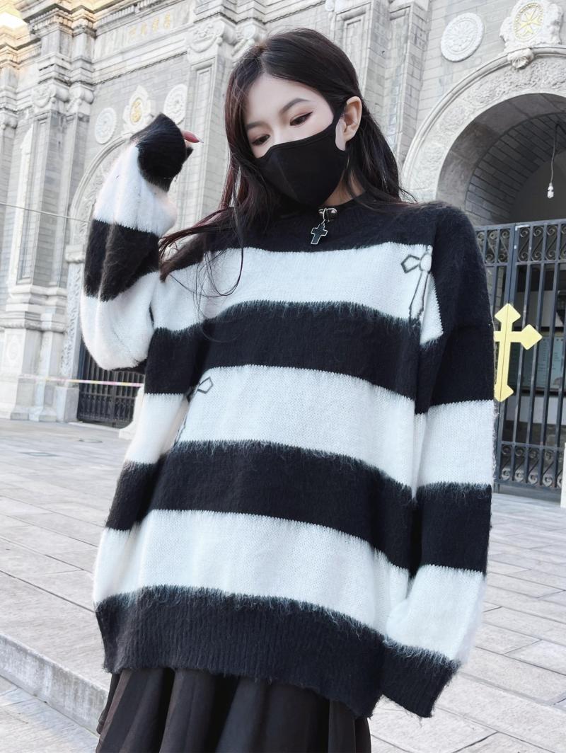 Women's Hoodies Ruibbit O-neck Harajuku Gothic Girls Punk Sweater Women Rock Striped Hole Loose Befree Sweaters Knitted Jumpers, Black
Women's Hoodies Ruibbit O-neck Harajuku Gothic Girls Punk Sweater Women Rock Striped Hole Loose Befree Sweaters Knitted Jumpers, Black