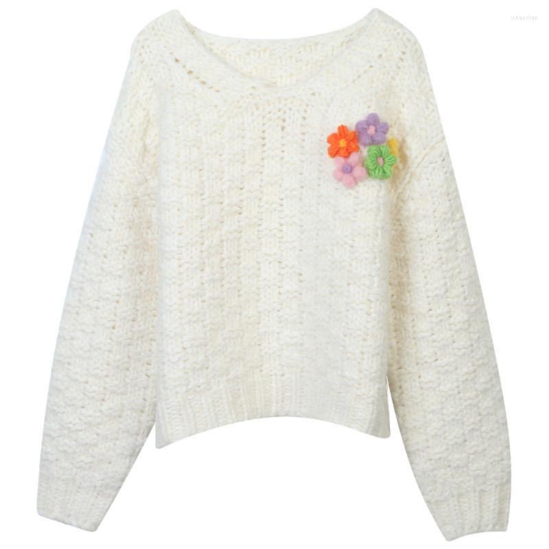 Women' Sweaters Autumn Winter Long Sleeve Pullover Sweater Women O-neck Collar Flowers Embroidery Top Loose Korean Woman' Jumper Cute, White
Women' Sweaters Autumn Winter Long Sleeve Pullover Sweater Women O-neck Collar Flowers Embroidery Top Loose Korean Woman' Jumper Cute, White