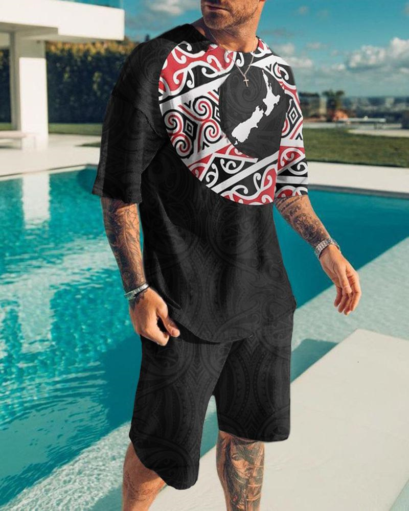 Men's Tracksuits 2Piece Sportswear Black and White Lion 3D Printed TShirt Suit Street Casual TwoPiece Oversized Set 230413