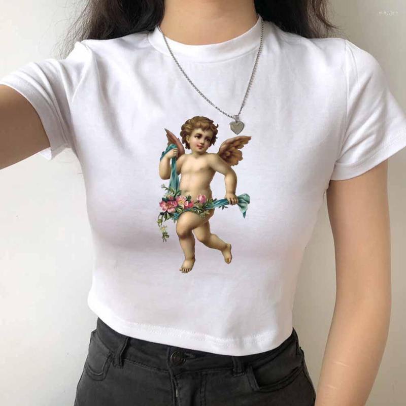 Women' T Shirts Korean Harajuku Women Summer Shirt Sexy Cotton Tee Angel Print Crop Tops Girls Retro Casual Short Sleeve Camisetas Mujer, Purity white
Women' T Shirts Korean Harajuku Women Summer Shirt Sexy Cotton Tee Angel Print Crop Tops Girls Retro Casual Short Sleeve Camisetas Mujer, Purity white