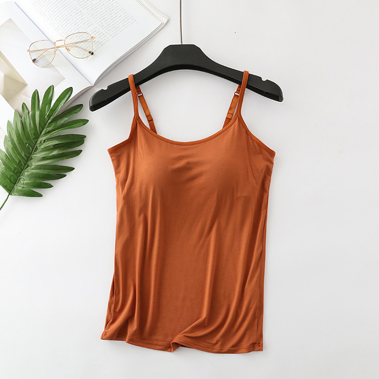 Camisoles Tanks modal female large size no steel ring integrated five-finger chest pad camisole bottoming shirt slim multicolor 230413