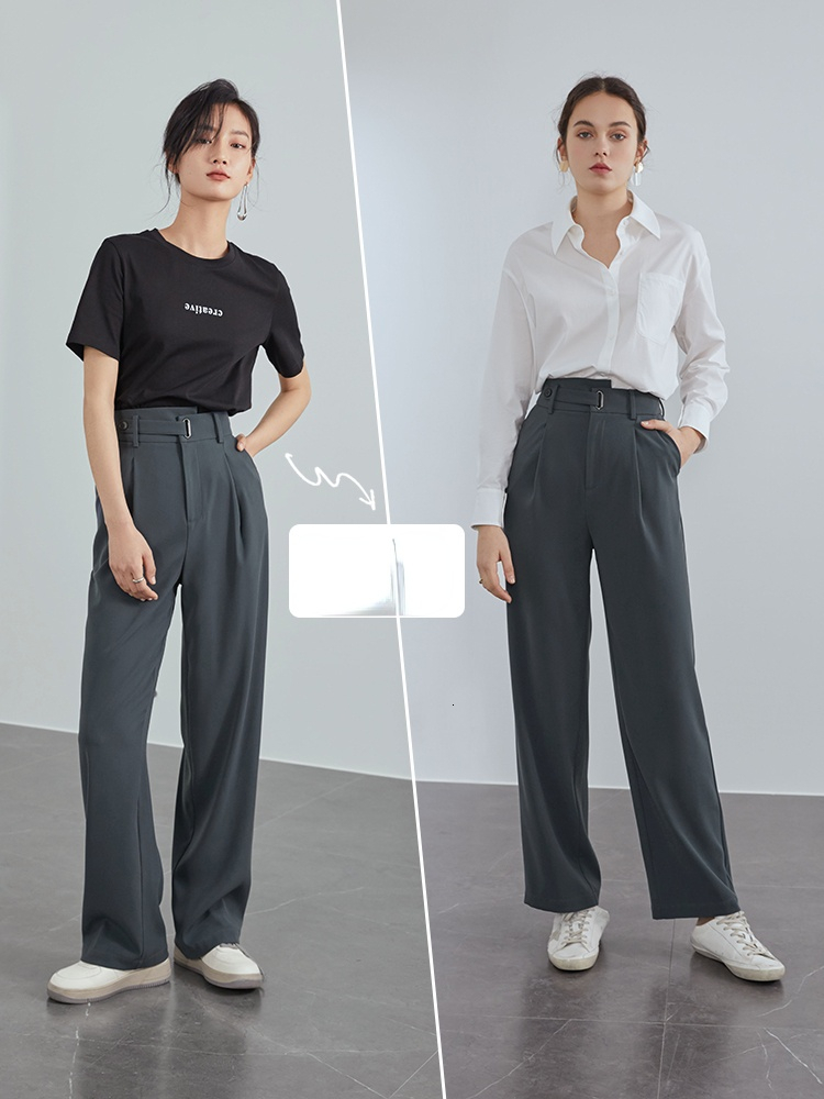 Women's Pants Capris FSLE Office Lady Mopping Pants Women Summer Straight Loose Casual Suit Pants High Waist Drape Wide Leg Trousers 230413