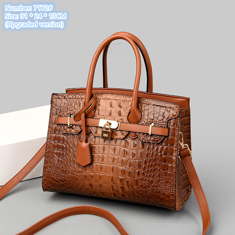 Wholesale Ladies Shoulder Bags 8 Colors Elegant Atmosphere Thickened Emed Leather Handbag Large Crocodile Fashion Tote Bag Gold Buckle Trend Handbags 
