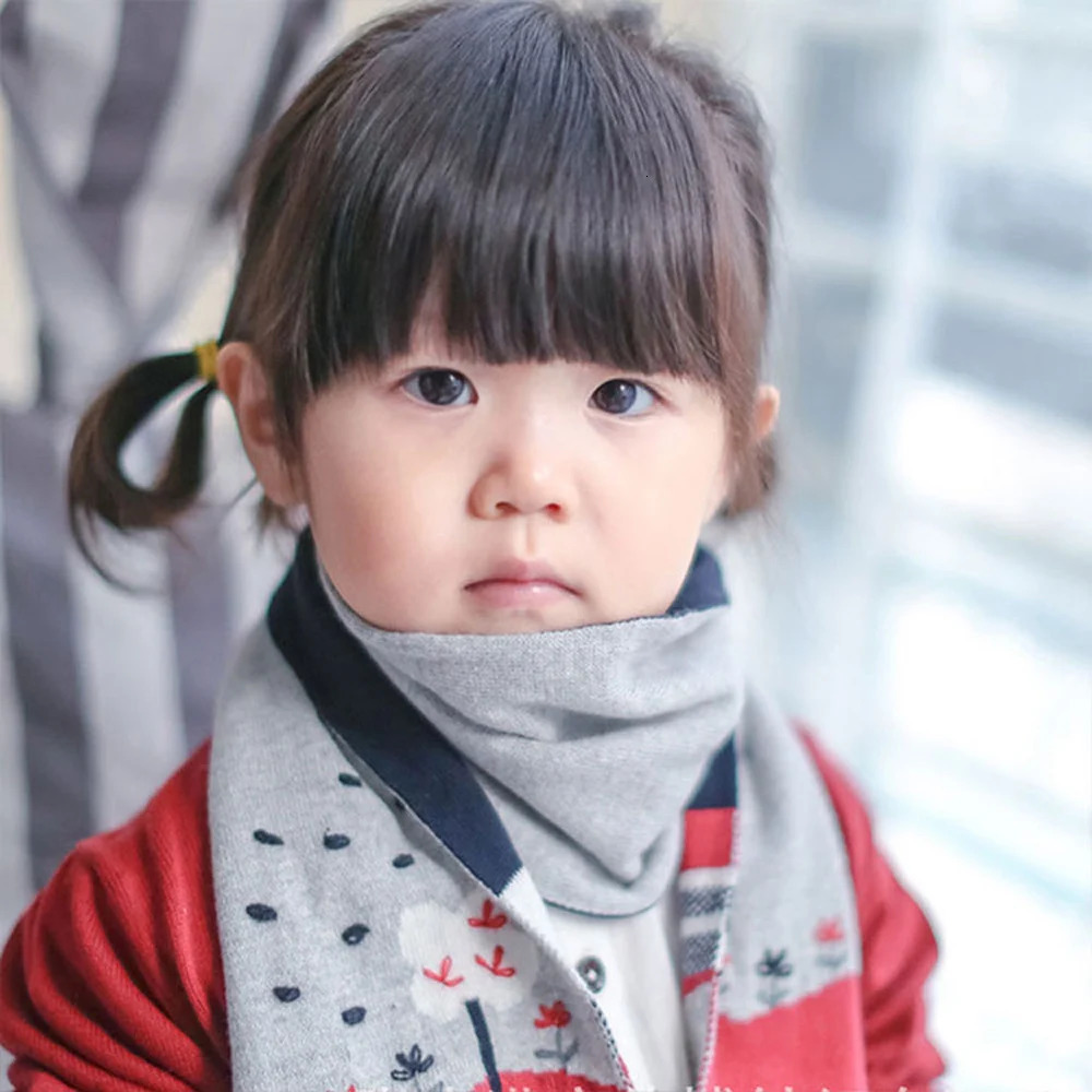 Scarves Wraps TOU--Baby Girl Winter Warm Scarf Knitted Kids Soft Scarves Child Embroidered Lovely Flower Scarf 231113