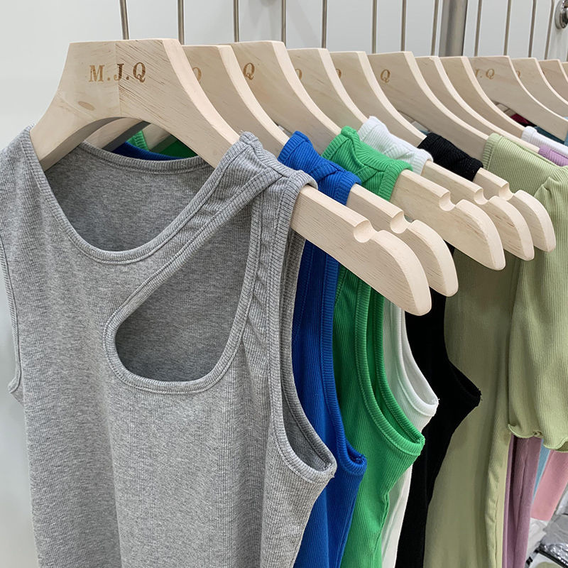 Camisoles Tanks Sexy Hollow Out Screw Thread Tank Top Women Summer Camisole Crop Tops Vest Female Basic Elastic Tshirts 230413