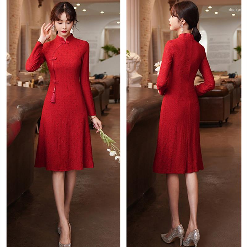 Ethnic Clothing FZSLCYIYI VChinese Traditional Qipao Dress For Women Retro Improved Long Sleeve Red Cheongsam
Ethnic Clothing FZSLCYIYI VChinese Traditional Qipao Dress For Women Retro Improved Long Sleeve Red Cheongsam