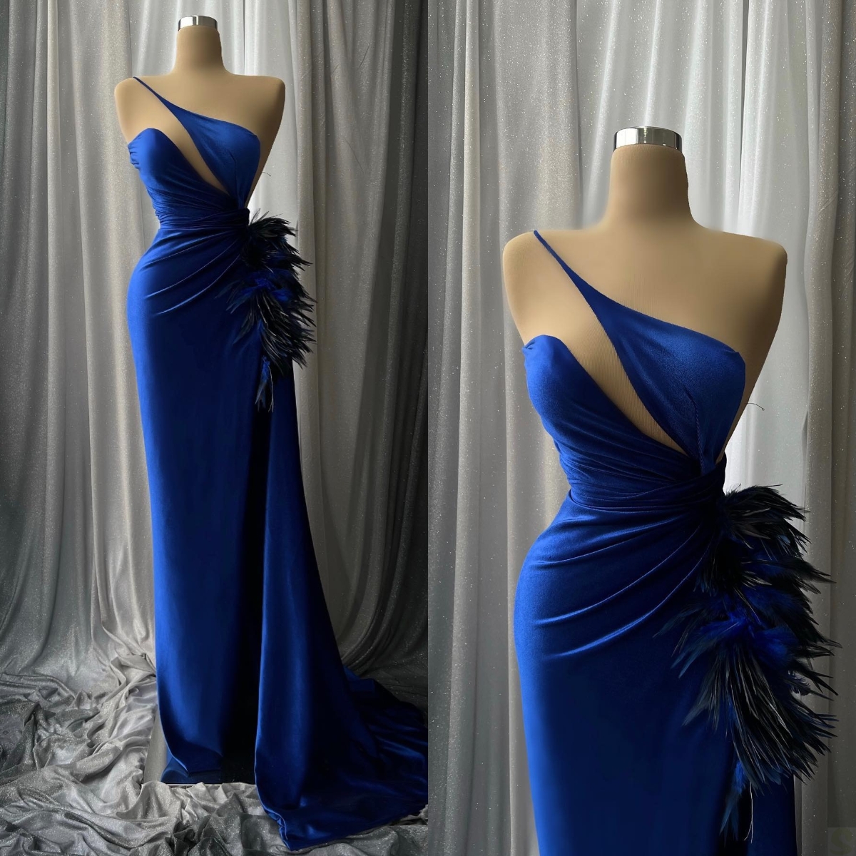 Elegant Mermaid Prom Dresses Sleeveless Pleats High Side Split Feathers Backless Floor Length Custom Made Party Dress Plus Size Vestido De Noite, Same as picture
Elegant Mermaid Prom Dresses Sleeveless Pleats High Side Split Feathers Backless Floor Length Custom Made Party Dress Plus Size Vestido De Noite, Same as picture