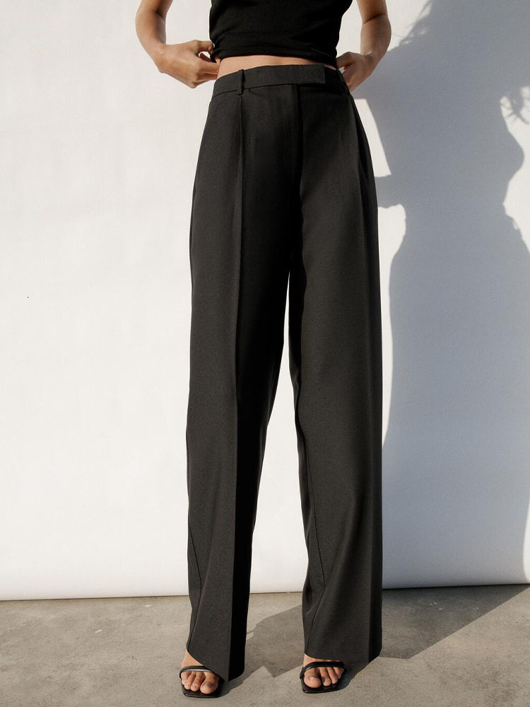 Women's Pants Capris spring women's clothing neutral style all-match high waist wide leg pants suit pants 230413