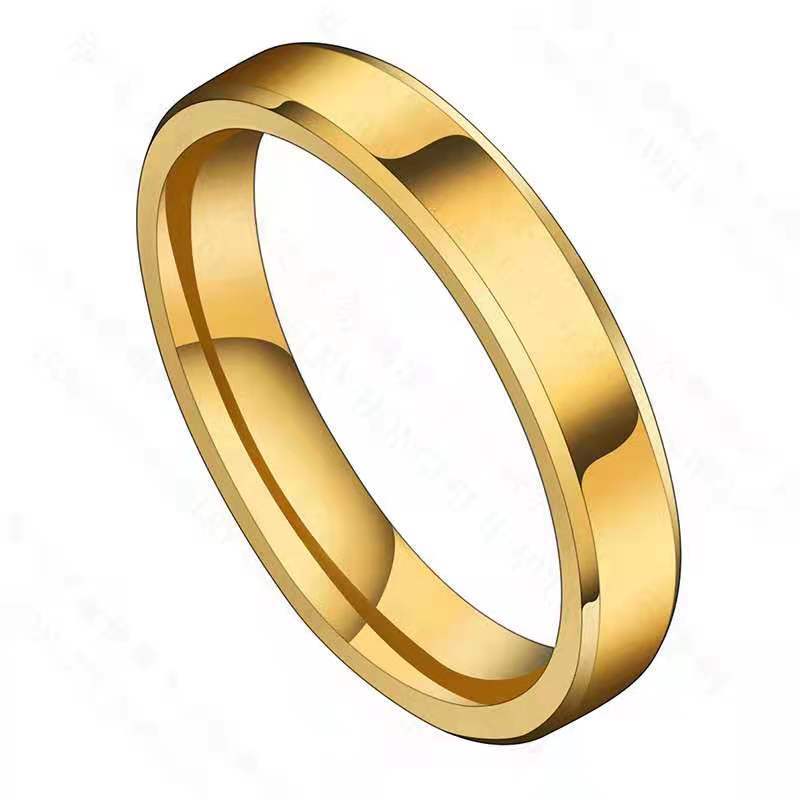 Stylish Simple Design Stainless Steel Band Ring for Women Men Gold Silver Black lover couple wedding ring 4MM Beveled Glossy Titanium Steel Rings Jewe