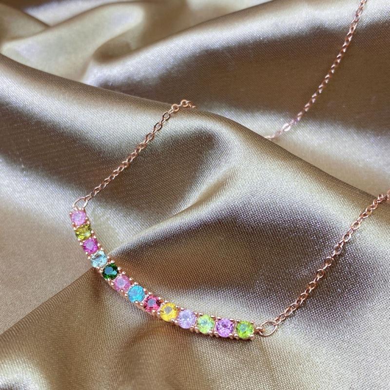 Pendant Necklaces Candy Color Tourmaline Necklace 925 Silver Rose Gold Colour Inlaid Natural Colored Gems
Pendant Necklaces Candy Color Tourmaline Necklace 925 Silver Rose Gold Colour Inlaid Natural Colored Gems