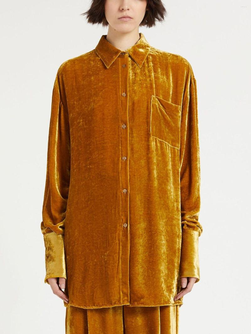 Women' Blouses Women' Single-Breasted Solid Color Silk Velvet Shirt 2023 Early Spring Ladies Turn-Down Collar Long-Sleeved Top Fashion, Green
Women' Blouses Women' Single-Breasted Solid Color Silk Velvet Shirt 2023 Early Spring Ladies Turn-Down Collar Long-Sleeved Top Fashion, Green