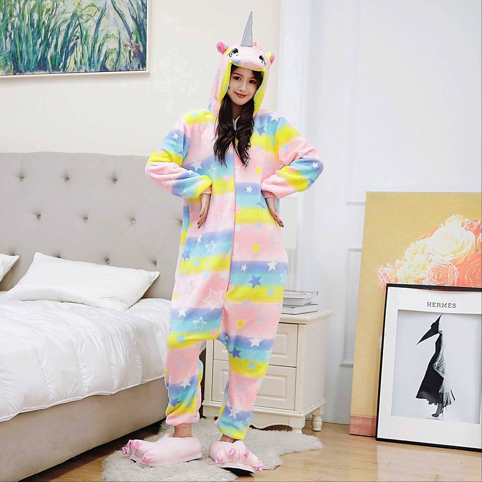 home clothing Pjsmen Toothless Pajamas with Shoes Animal Dragon Train Flannel Costume Winter Plush Onesie PJS Cosplay Family Woman Adult L23113