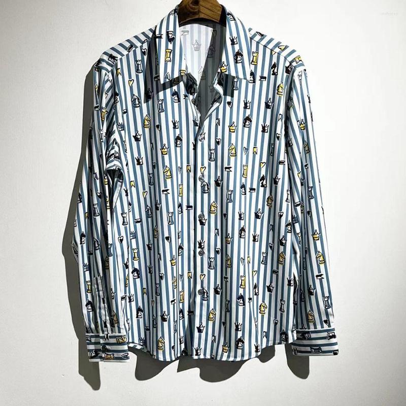 Men's Casual Shirts 2023ss Fashion Versatile Stripe Chess Print For Men Coat Streetwear Clothing Techwear Clothes High Street, Blue
Men's Casual Shirts 2023ss Fashion Versatile Stripe Chess Print For Men Coat Streetwear Clothing Techwear Clothes High Street, Blue