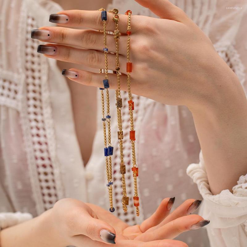 Chains Natural Geometry Neck Chain Necklace For Women Lapis Lazuli Picture Stone Red Agate Jewelry Collar
Chains Natural Geometry Neck Chain Necklace For Women Lapis Lazuli Picture Stone Red Agate Jewelry Collar