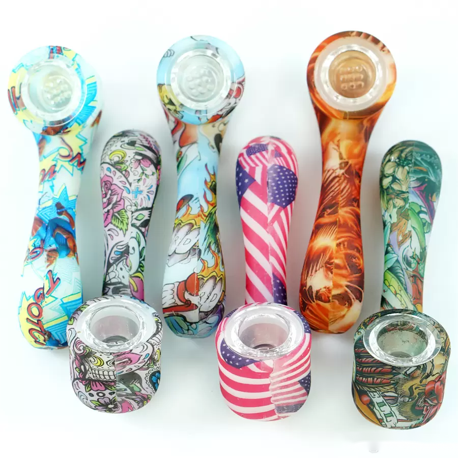 Hand Pipes Tobacco smoking pipes glow in the dark creative Silicone Pyrex Colorful Cute bong with removable glass bowl for Smoking water pipes
Hand Pipes Tobacco smoking pipes glow in the dark creative Silicone Pyrex Colorful Cute bong with removable glass bowl for Smoking water pipes