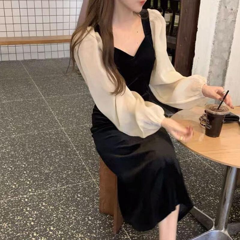 Casual Dresses Women Dress Bubble Sleeve Patchwork V Neck Puff Sleeves Mid-Waist Elegant French Slim Long Evening Party Clothing
Casual Dresses Women Dress Bubble Sleeve Patchwork V Neck Puff Sleeves Mid-Waist Elegant French Slim Long Evening Party Clothing
