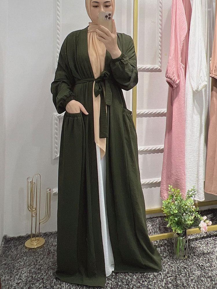 Ethnic Clothing Eid Open Abaya Women Summer Crinkle Fabric Belted Cardigan Muslim Kimono Hijab Long Dress Islam Dubai Turkey Modest Abayas
Ethnic Clothing Eid Open Abaya Women Summer Crinkle Fabric Belted Cardigan Muslim Kimono Hijab Long Dress Islam Dubai Turkey Modest Abayas