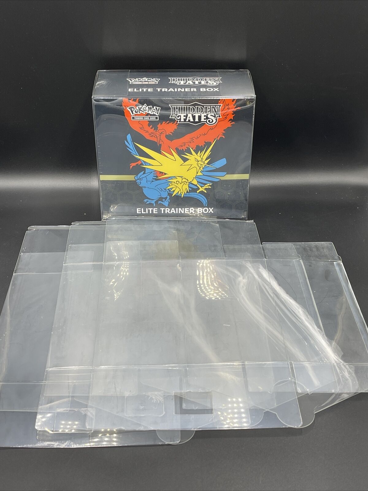PVC Elite Trainer Box ETB Protector Case Protective Card Display Showcase 5 Pieces Dustproof Clear Plastic Bins Self Assembling