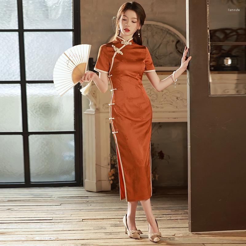 Ethnic Clothing Women Solid Long Cheongsam Slim Vintage Dresses Summer Sexy High Split Qipao Party Gown
Ethnic Clothing Women Solid Long Cheongsam Slim Vintage Dresses Summer Sexy High Split Qipao Party Gown