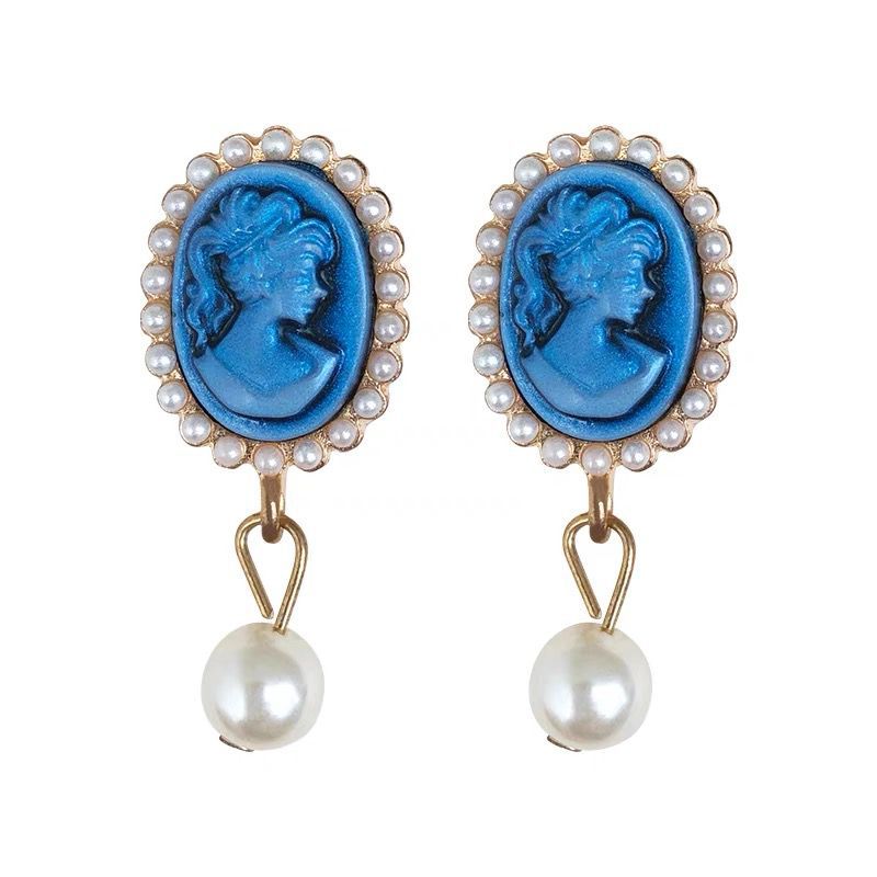 S925 Silver Pin Retro Blue dangle Portrait Pearl Baroque Court Style Earrings Women's Ins Earrings Ear Clip Tide
S925 Silver Pin Retro Blue dangle Portrait Pearl Baroque Court Style Earrings Women's Ins Earrings Ear Clip Tide