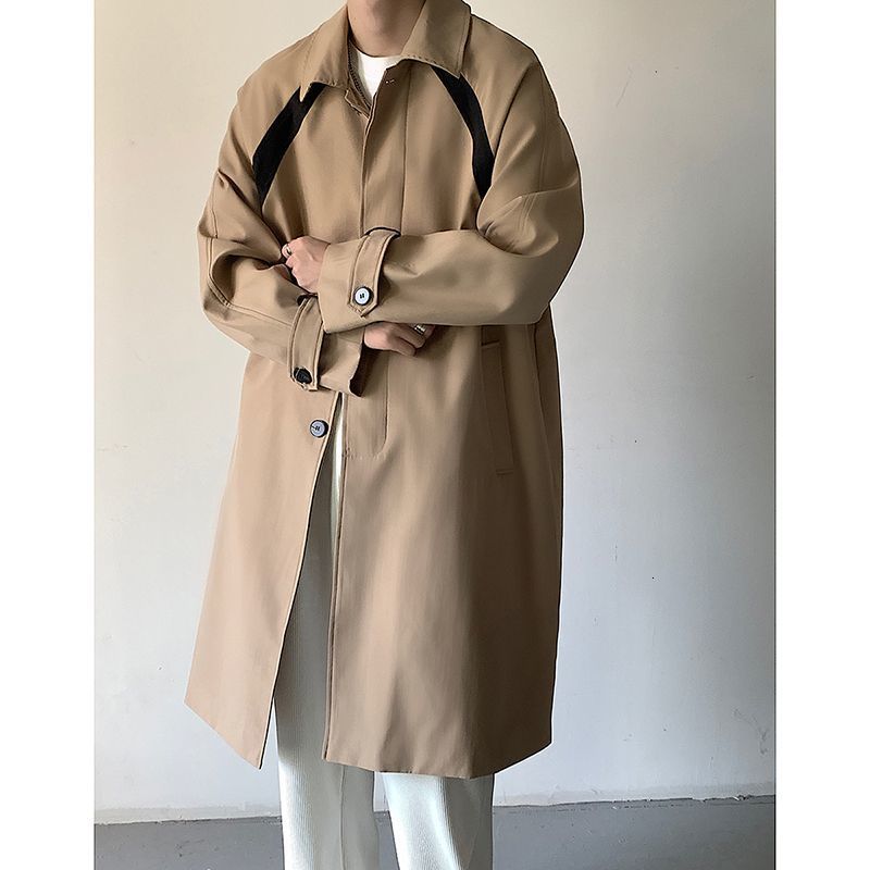 Men's Trench Coats Windbreaker Jacket Long Oversize Loose Streetwear Vintage Black High Street Casual Male Outerwear 230413