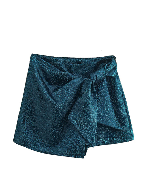 Women's Shorts Willshela Women Fashion Textured Skort with Bow Knot High-waisted Invisible Side Zipper Casual Chic Lady Woman Elegant Shorts 2304